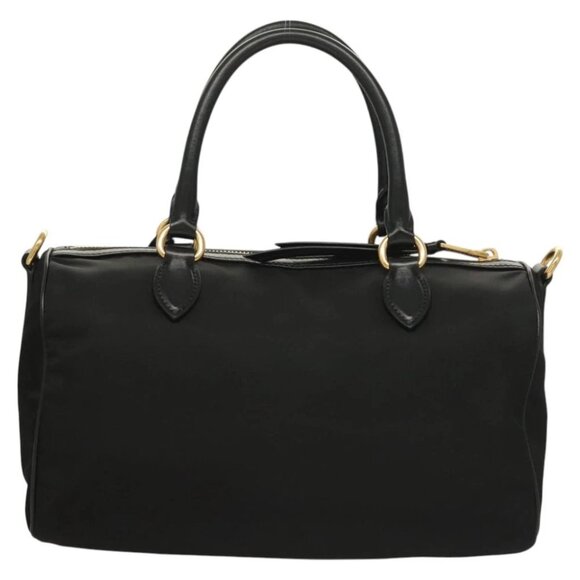 PRADA Hand Bag Nylon 2way Black Gold 1BB797 Auth am8598 - Picture 5 of 15